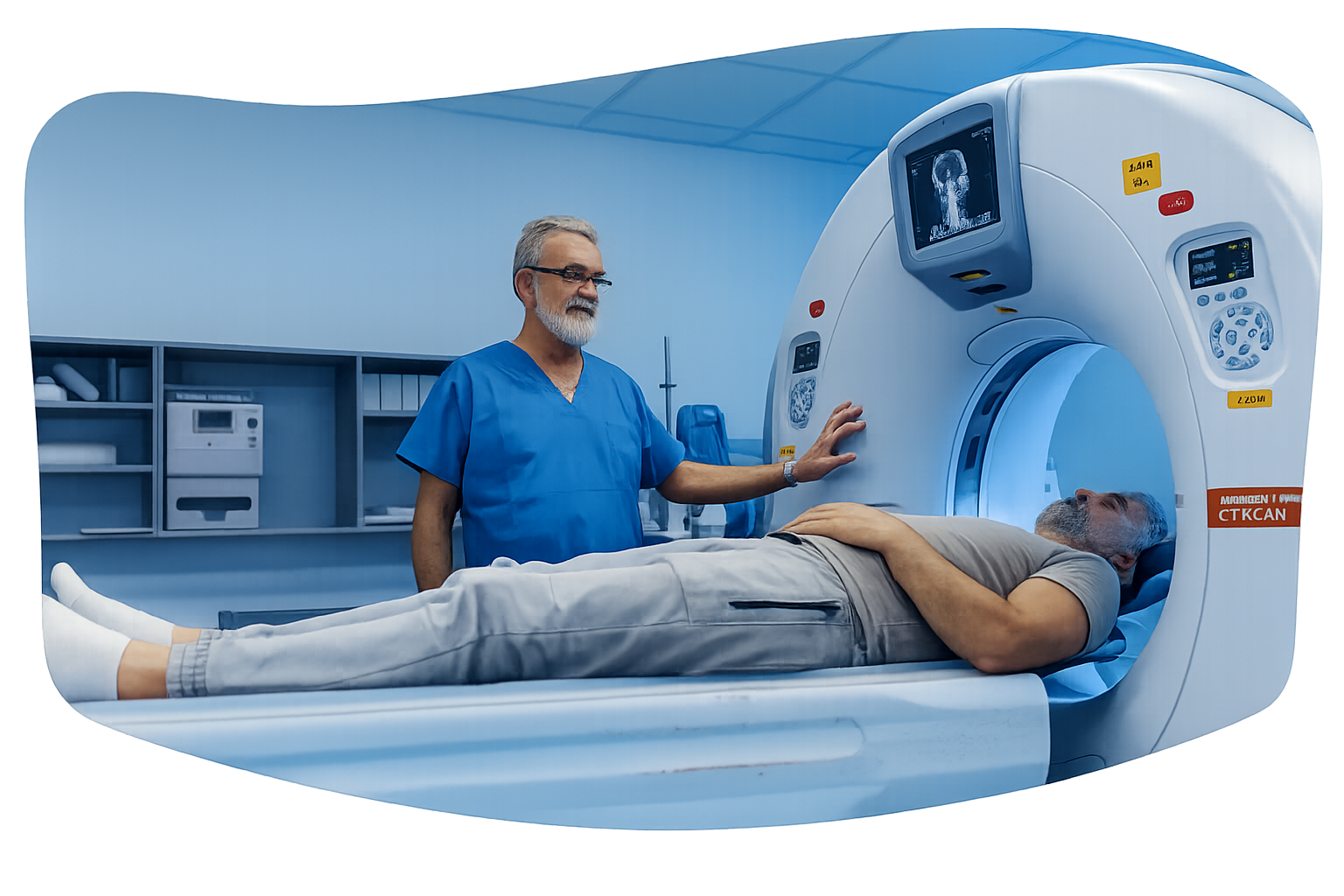 Consultant reviewing advanced diagnostics with a patient